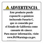 Spanish California Prop 65 Consumer Product Warning Sign CAWS-42598