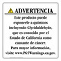 Spanish California Prop 65 Consumer Product Warning Sign CAWS-42607