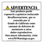 Spanish California Prop 65 Consumer Product Warning Sign CAWS-42630