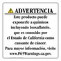 Spanish California Prop 65 Consumer Product Warning Sign CAWS-42654