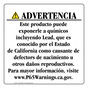 Spanish California Prop 65 Consumer Product Warning Sign CAWS-42658