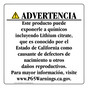 Spanish California Prop 65 Consumer Product Warning Sign CAWS-42670