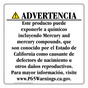 Spanish California Prop 65 Consumer Product Warning Sign CAWS-42691
