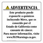 Spanish California Prop 65 Consumer Product Warning Sign CAWS-42724