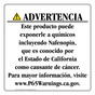Spanish California Prop 65 Consumer Product Warning Sign CAWS-42744