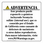 Spanish California Prop 65 Consumer Product Warning Sign CAWS-42748
