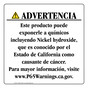 Spanish California Prop 65 Consumer Product Warning Sign CAWS-42756
