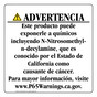 Spanish California Prop 65 Consumer Product Warning Sign CAWS-42789