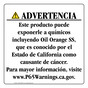 Spanish California Prop 65 Consumer Product Warning Sign CAWS-42820