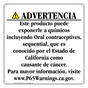 Spanish California Prop 65 Consumer Product Warning Sign CAWS-42829