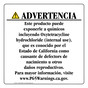 Spanish California Prop 65 Consumer Product Warning Sign CAWS-42839