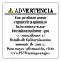 Spanish California Prop 65 Consumer Product Warning Sign CAWS-42842