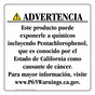 Spanish California Prop 65 Consumer Product Warning Sign CAWS-42858