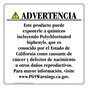 Spanish California Prop 65 Consumer Product Warning Sign CAWS-42889