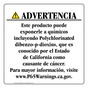 Spanish California Prop 65 Consumer Product Warning Sign CAWS-42892