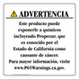 Spanish California Prop 65 Consumer Product Warning Sign CAWS-42910