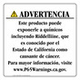 Spanish California Prop 65 Consumer Product Warning Sign CAWS-42926