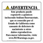 Spanish California Prop 65 Consumer Product Warning Sign CAWS-42940