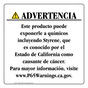 Spanish California Prop 65 Consumer Product Warning Sign CAWS-42949