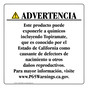 Spanish California Prop 65 Consumer Product Warning Sign CAWS-42989