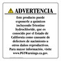 Spanish California Prop 65 Consumer Product Warning Sign CAWS-43001