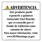 Spanish California Prop 65 Consumer Product Warning Sign CAWS-43027