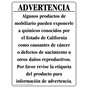 Spanish California Prop 65 Consumer Warning Sign CAWS-46478