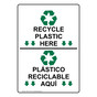 Recycle Plastic Here With Symbol Bilingual Sign NHB-14153