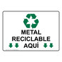 Recycle Metal Here Spanish Sign NHS-14147