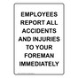 Portrait EMPLOYEES REPORT ALL ACCIDENTS INJURIES Sign NHEP-50434