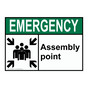 ANSI EMERGENCY Assembly point Sign with Symbol AEE-25666