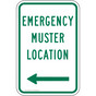 Emergency Muster Location [ Left Arrow ] Sign PKE-27446