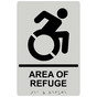 Pearl Gray Braille AREA OF REFUGE Sign with Dynamic Accessibility Symbol RRE-910R_Black_on_PearlGray