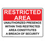 Unauthorized Presence Within This Restricted Sign NHE-34952