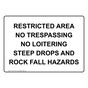 Restricted Area No Trespassing No Loitering Sign NHE-37320