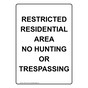 Portrait Restricted Residential Area No Hunting Sign NHEP-37318