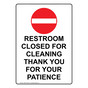 Portrait Restroom Closed For Cleaning Sign With Symbol NHEP-37400