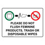 Do Not Flush Feminine Products Sign NHE-18562