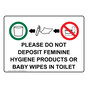 Do Not Deposit Feminine Hygiene Products Sign NHE-18563