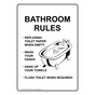 Portrait Bathroom Rules Replenish Sign With Symbol NHEP-15939