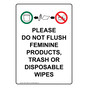 Portrait Please Do Not Flush Feminine Sign With Symbol NHEP-18562