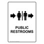 Portrait Public Restrooms Sign With Symbol NHEP-15878