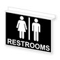 Black Ceiling-Mount RESTROOMS Sign With Symbol RRE-6980Ceiling-White_on_Black