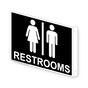 Projection-Mount Black RESTROOMS Sign With Symbol RRE-6980Proj-White_on_Black