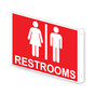 Projection-Mount Red RESTROOMS Sign With Symbol RRE-6980Proj-White_on_Red
