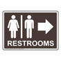 Dark Brown RESTROOMS Right Sign With Symbol RRE-6982-White_on_DarkBrown