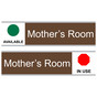 Brown Mother's Room (Available/In Use) Sliding Engraved Sign EGRE-15952-SLIDE_White_on_Brown