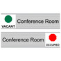 Silver Conference Room (Vacant/Occupied) Sliding Engraved Sign EGRE-285-SLIDE_Black_on_Silver