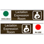 Walnut LACTATION EXPRESSION ROOM Sliding Engraved Sign EGRE-37162-SYM-SLIDE-White_on_Walnut