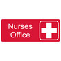 Red Engraved Nurses Office Sign with Symbol EGRE-483-SYM_White_on_Red